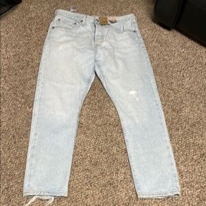 Levis 501 straight distressed leg Blue Jeans